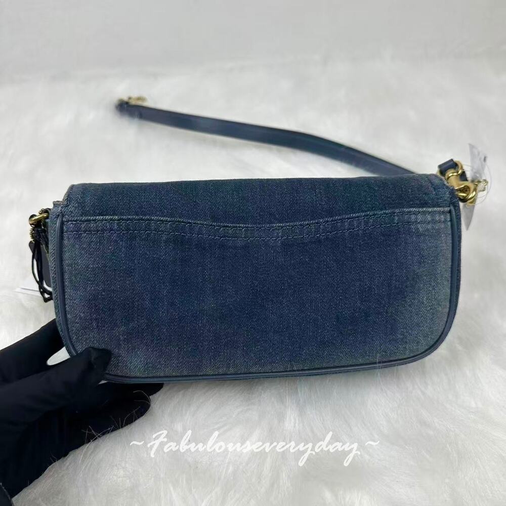 Coach Brook Flap Chain Bag In Loved Denim Shoulder Bag Gold/Blue CCY20 NWT - Picture 5 of 9